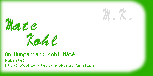 mate kohl business card