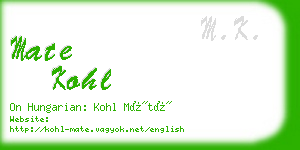 mate kohl business card